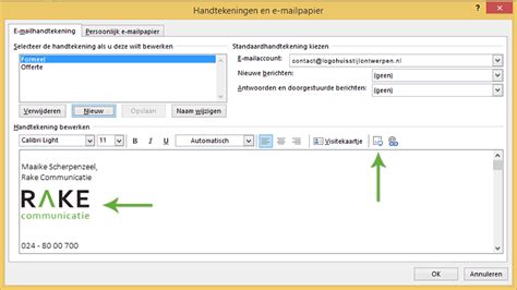 email handtekening  outlook maken met logo en social media