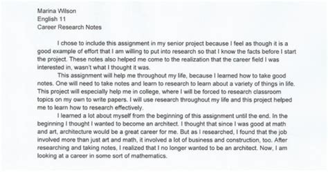 career research paper marinas senior project