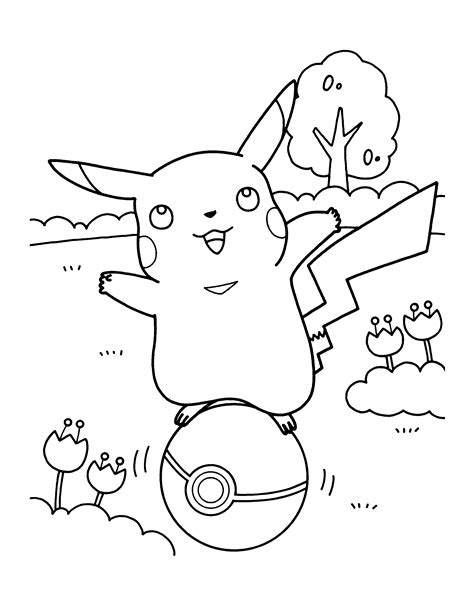 coloriage pikachu sur une pokeball  imprimer