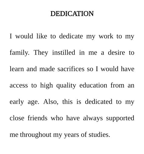 dedication section   siwes report     write