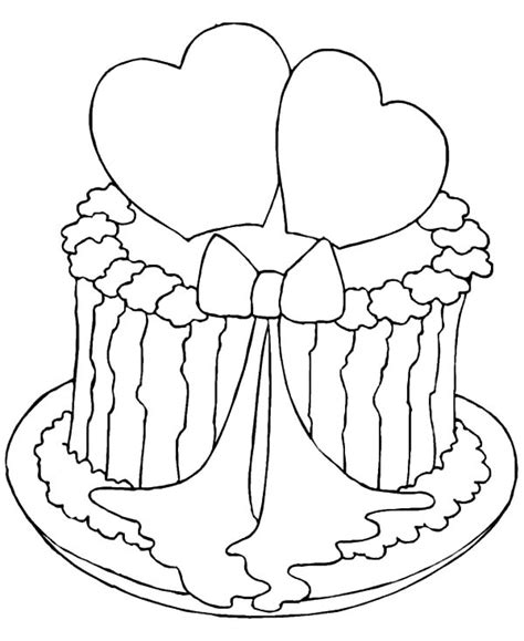 valentine cake coloring pages  place  color