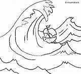 Coloring Wave Great Tsunami Colorear Coloringcrew Template Drawing 470px 11kb sketch template