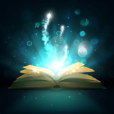 open magic book vector light sparkles practice business