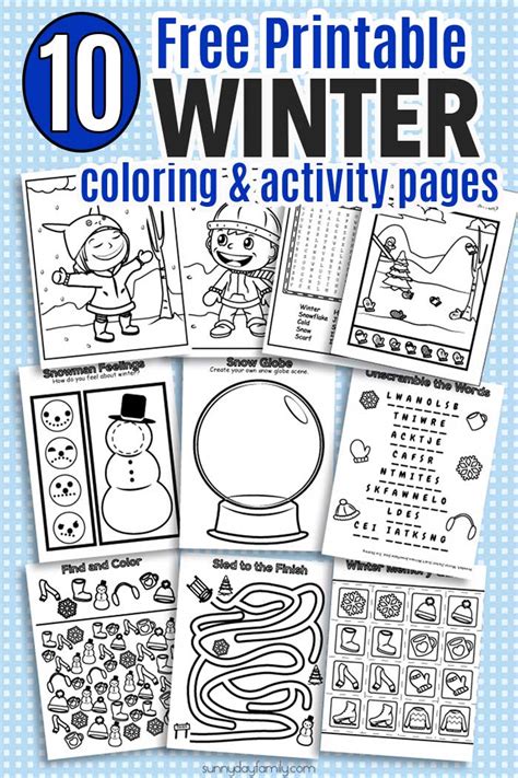 printable winter coloring activity pages sunny day family