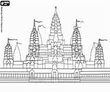 Angkor Temple Cambodia Khmer Templo Kolorowanki Zabytki Colorear Monumentos Pontos Torii Kolorowanka sketch template