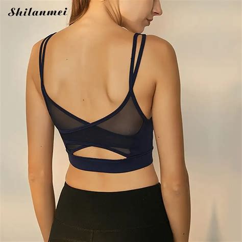 breathable push up yoga bras tops fitness women shockproof mesh sports