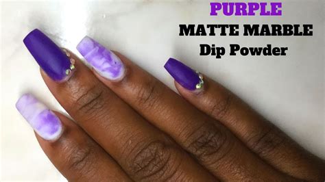 Dip Powder Nails Tutorial Purple Matte Marble Nails