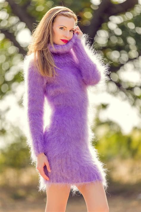 Sexy Fuzzy Mohair Sweater Dress Hand Knitted Fluffy Tunic Long Etsy