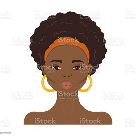 Black Woman Face African American Girl Avatar Stock Illustration