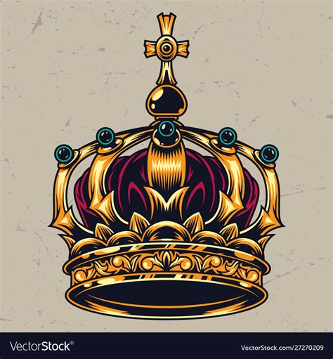 vintage colorful ornate royal crown concept vector image