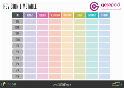 student resources gcsepod pertaining  blank revision timetable template
