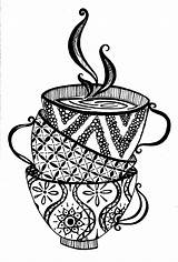 Zentangle Drawing Mandala Mad Hatter Cups Doodle Tea Cup Drawings Zentangles Teacups Scene Patterns Doodles Google Tangle Pencil Sketches Coffee sketch template