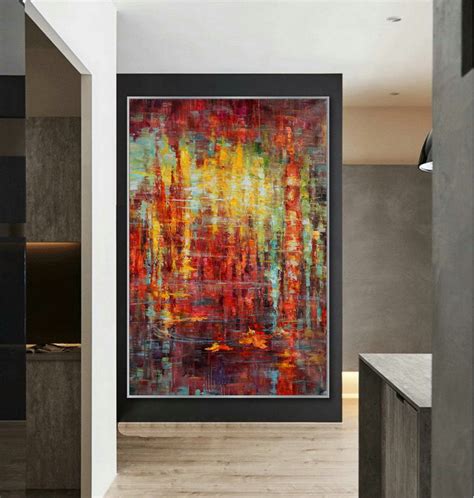 large colorful vertical modern contemporary abstract wall art palette