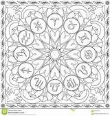 Coloring Zodiac Adults Pages Signs Mandala Square Format Book Wheel Printable sketch template