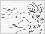 Pemandangan Hitam Putih Pantai Mewarnai Alam Sketsa Laut Kartun Desa Gunung Sawah Mewarna Tepi Buah Menggambar Binatang Bagus Berkunjung Yuk sketch template