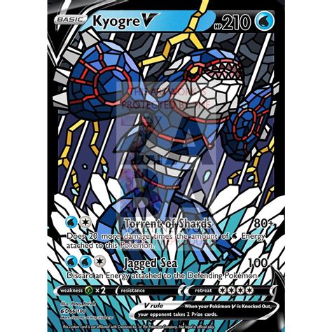 Kyogre V Stained Glass Custom Pokemon Card Zabatv