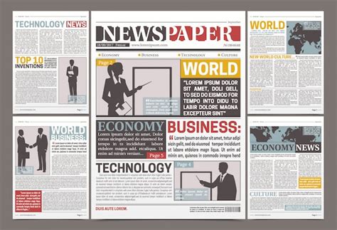 vector newspaper template design  financial articles news