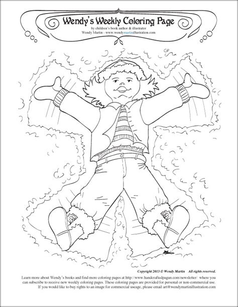 making  snow angel coloring page