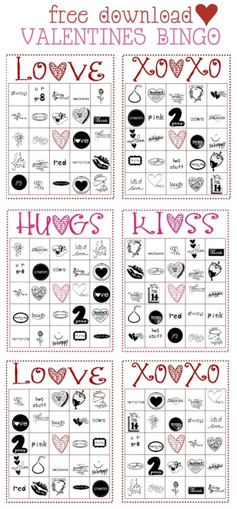 printable valentine bingo cards  large groups