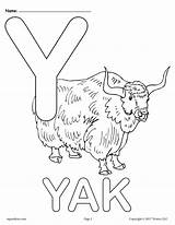 Coloring Alphabet Letter Pages Printable Supplyme Kids Versions Yak Letters Preschool Sheets Choose Board sketch template