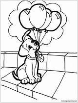 Holding Puppy Cute Pages Coloring Online Balloons Color sketch template
