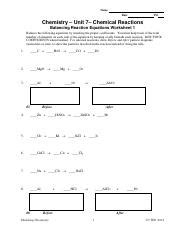 chemistry unit  reaction equations worksheet  worksheet addition