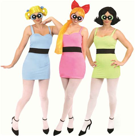 plus size girls blossom bubbles buttercup adults cosplay costume movie