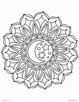 Coloring Mandala Pages Moon Colouring Star Sun Yang Printable Mandalas Yin Dreamcatcher Drawing Flower Kid Adults Color Friendly Islam Stars sketch template