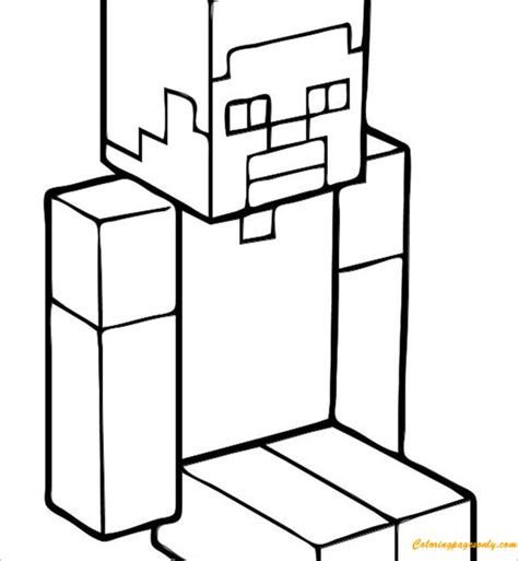 minecraft steve picture coloring pages png  file