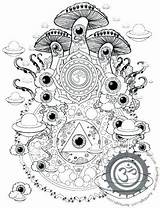 Coloring Pages Mushroom Trippy Psychedelic Adults Printable Drug Adult Drawing Shroom Magic Mushrooms Color Drawings Print Fairy Aesthetic Mandala Sheets sketch template