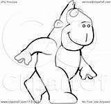Ape Cartoon Walking Clipart Outlined Coloring Vector Cory Thoman Regarding Notes Clipartof sketch template
