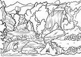 Floresta Paisagem Natureza Montanhas Cachoeiras sketch template