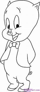 Pig Coloring Porky Pages Draw Step Drawing Looney Tunes Kids Disney Cartoons Cartoon Characters Cute Steps Line sketch template