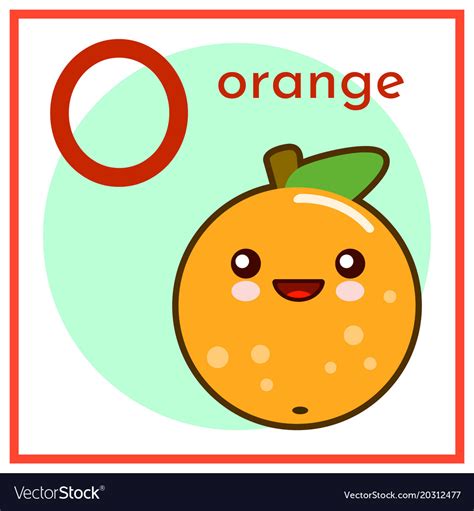 cartoon fruit alphabet flashcard    orange vector image