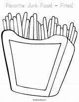 Fries Coloring Junk Favorite Food Built California Usa sketch template