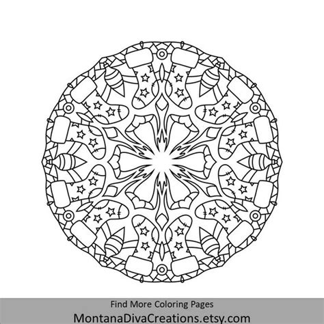 winter mandala holiday printable coloring page instant etsy