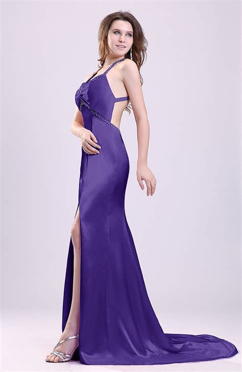 Dark Purple Prom Dress Gorgeous Sheath Thick Straps Sleeveless Criss