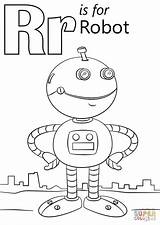 Coloring Letter Robot Printable Pages sketch template