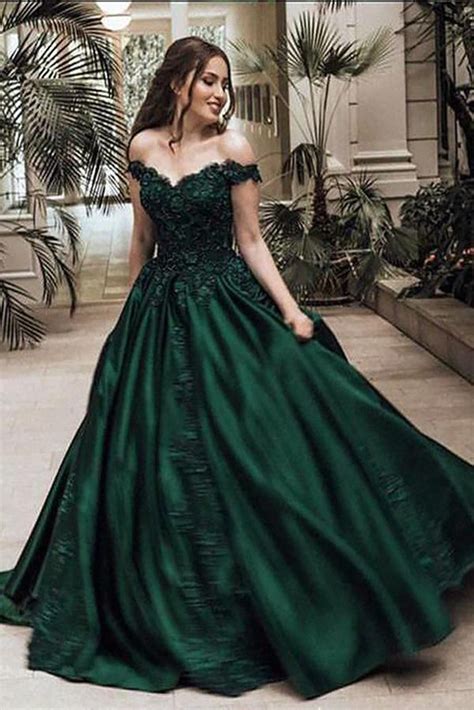 Dark Green Ball Gown Off The Shoulder Floor Length