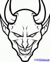 Devil Draw Demon Face Drawing Cartoon Drawings Sketch Anime Easy Demons Step Mask Tasmanian Scary Pencil Coloring Horns Badass Satan sketch template