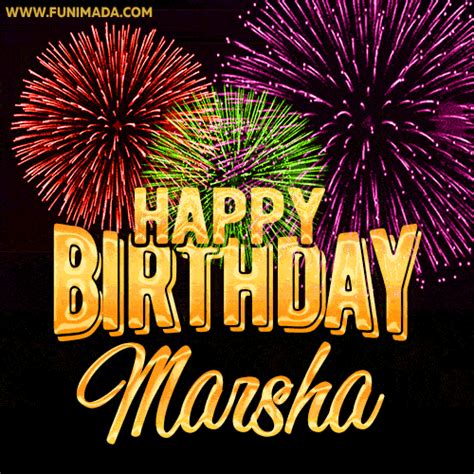 wishing   happy birthday marsha  fireworks gif animated