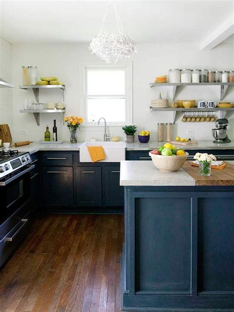 kitchen stuffs inky blue cabinets add  pop  color   classic