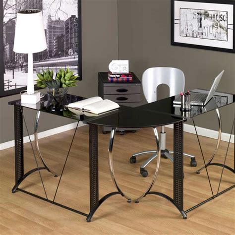 small glass desk  small home office space