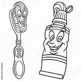 Toothpaste Toothbrush sketch template