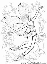 Coloring Pages Fairy Enchanted Fantasy Mermaid Adults Adult Morning Phee Mcfaddell Glory Designs Woodland Color Books Fairies Colouring Print Pheemcfaddell sketch template