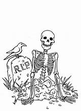 Skeleton Grave Coloring Came Kids sketch template