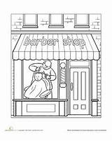 Coloring Barber Shop Pages Sheets Community Kids Places Clipart Drawing Education Helpers Occupation Town Colouring Paint Preschool Printable Books Barbershop sketch template