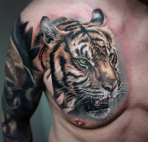 Tiger Chest Tattoo Designs Ideas And Meaning Tattoos