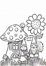 Coloring Gnomes Garden Family Pages Gnome Printable Drawing sketch template