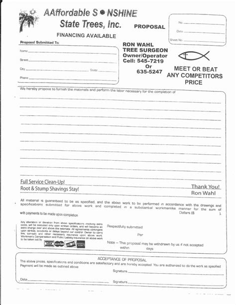 printable tree removal contract template fresh    tree removal
